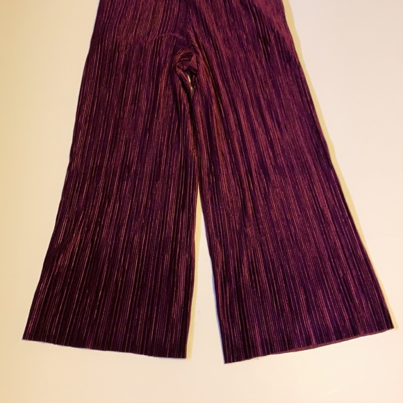 🆕 Topshop Purple Accordion Pleated Velour Palazzo Pants - Women’s Size 4 - Picture 5 of 6